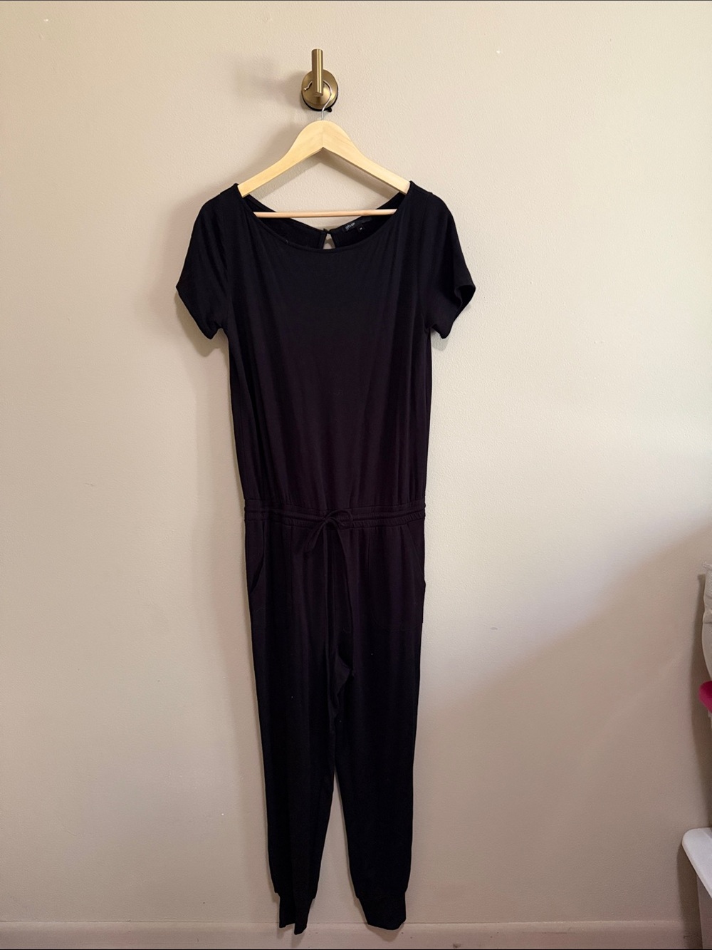Women’s Black Jumpsuit with Drawstring Waist